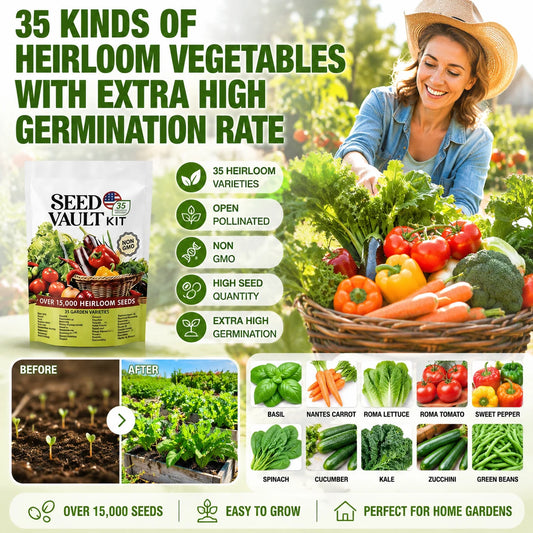 🌱 35 Heirloom Vegetable Seed Survival Kit