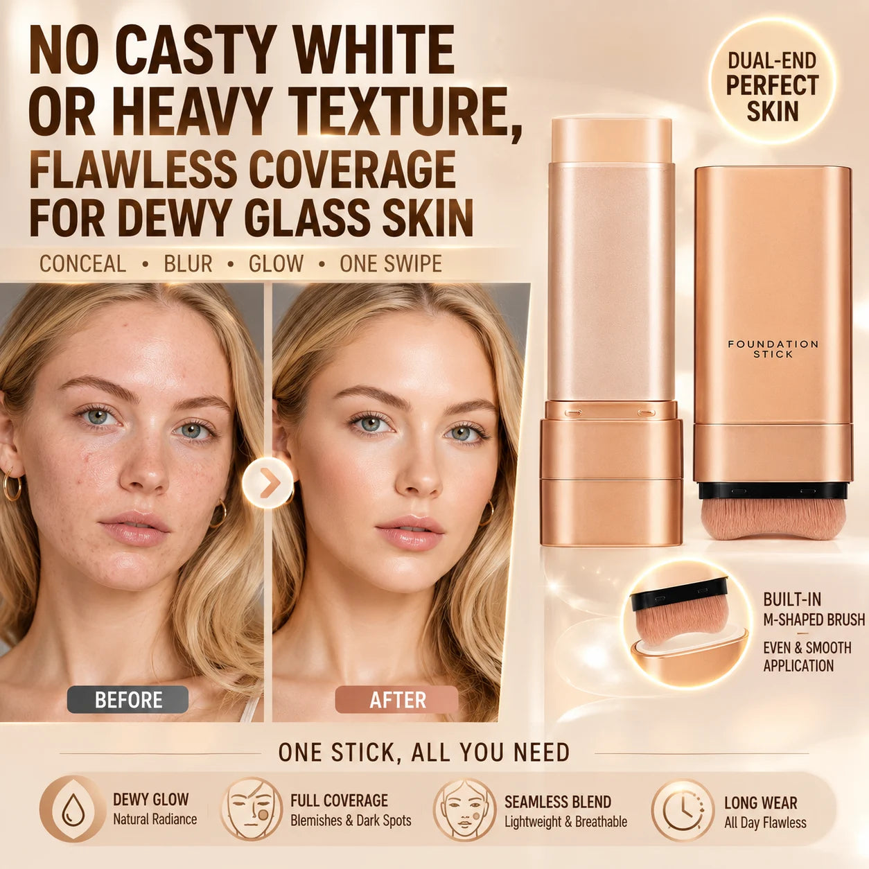 ✨ KOREAN DUAL-ENDED RADIANT CONCEALER & FOUNDATION STICK