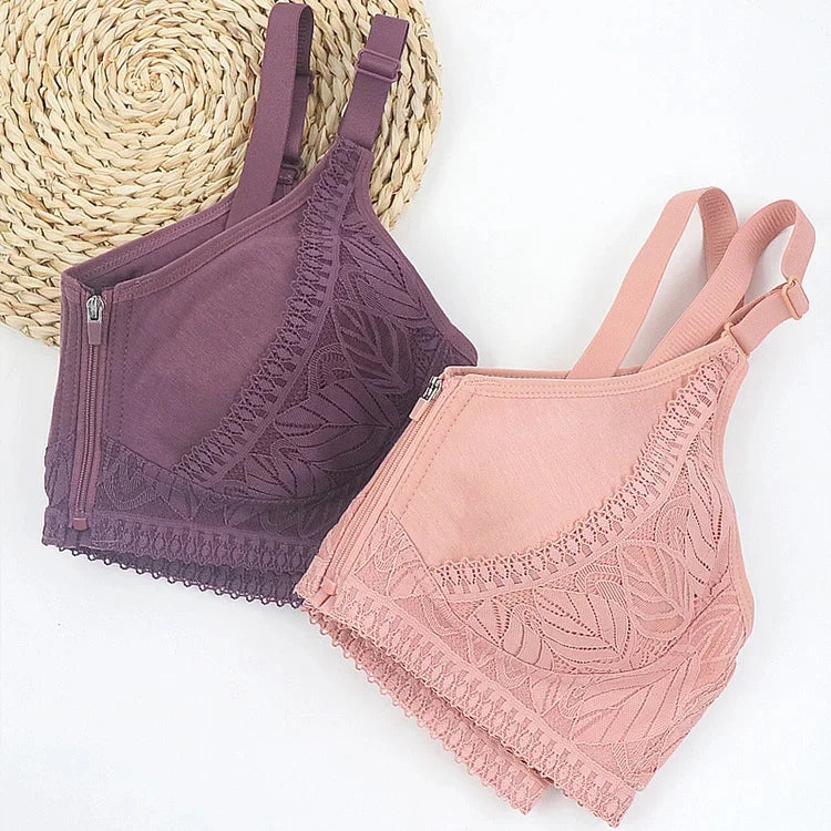 Womens zip front closure plus size bra